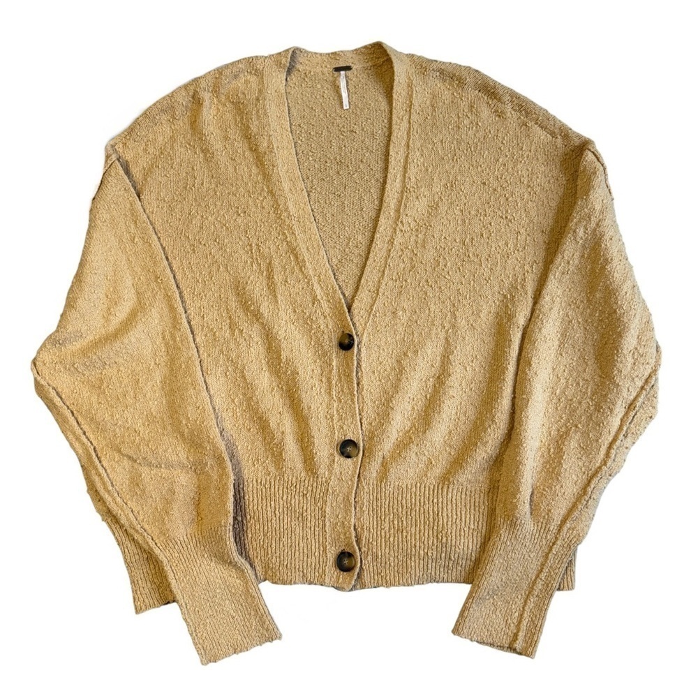 Free People Found My Friend Textured Cardigan Sweater in Camel Size L #1701 - Picture 2 of 7